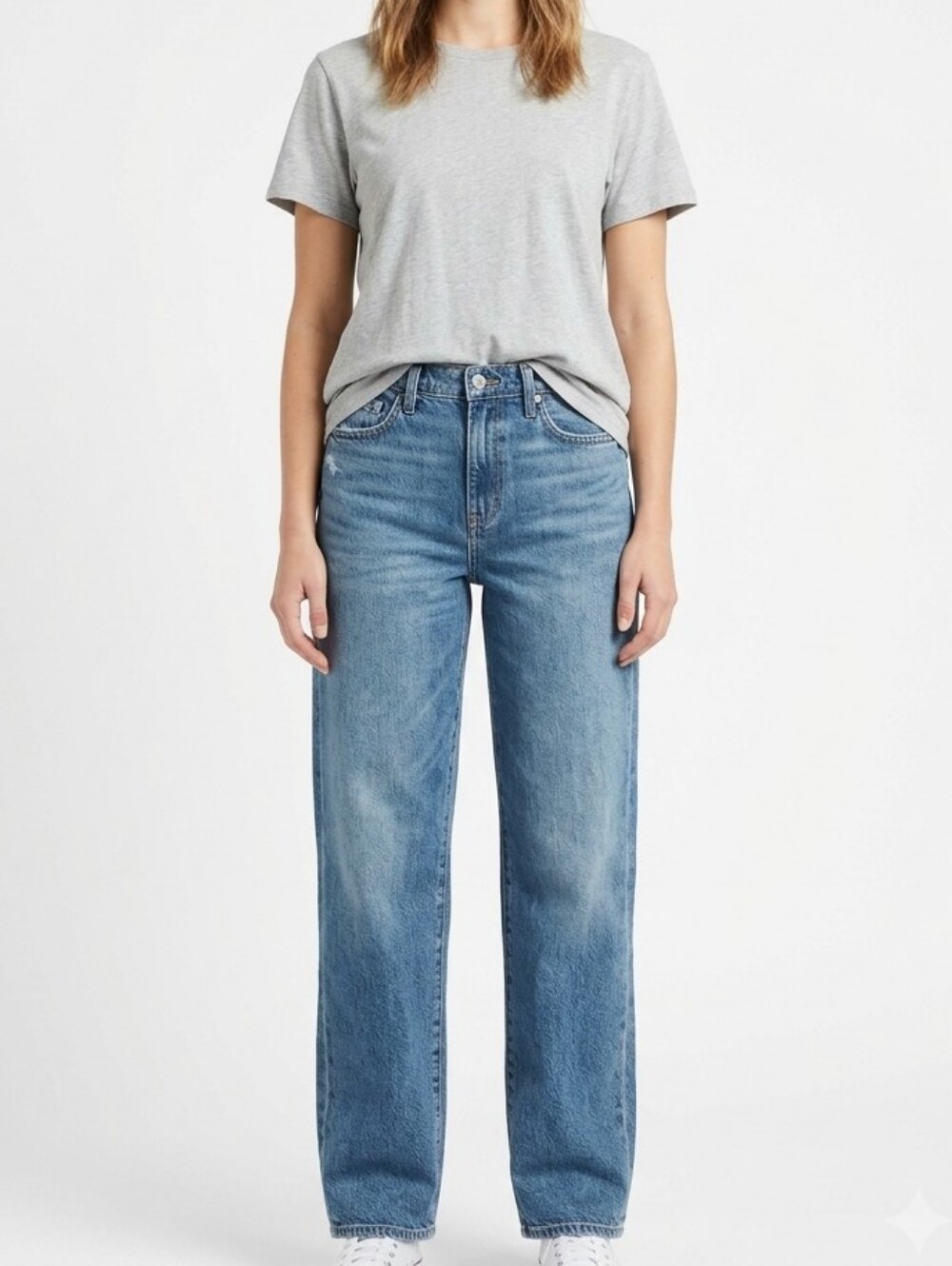 Lucky Brand The Baggy Jeans Size 8 Medium Wash Wide Leg Relaxed Denim High Rise